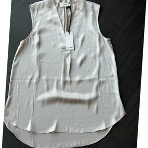 R | Label Cream Champagne Satin V-Neck Tank Top Size Medium